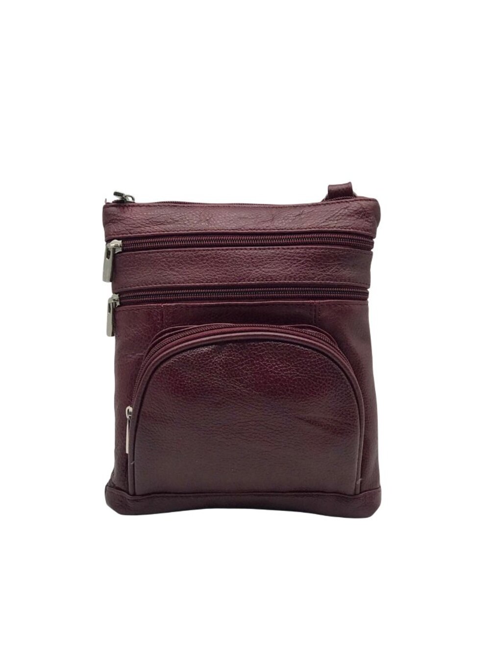 Deep Burgundy Pebbled Faux Leather Crossbody Bag
